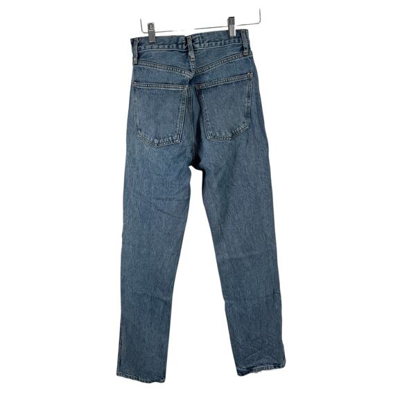 Agolde 90s Pinch Waist Jeans Button Fly Distressed Lineup Medium Wash Womens 25 - Picture 7 of 10